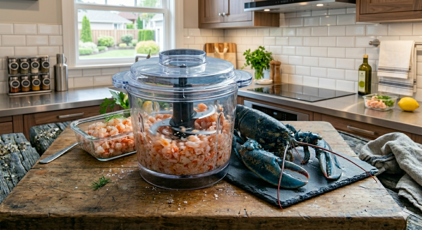 Thịt tôm hùm đang xay tại nhà 